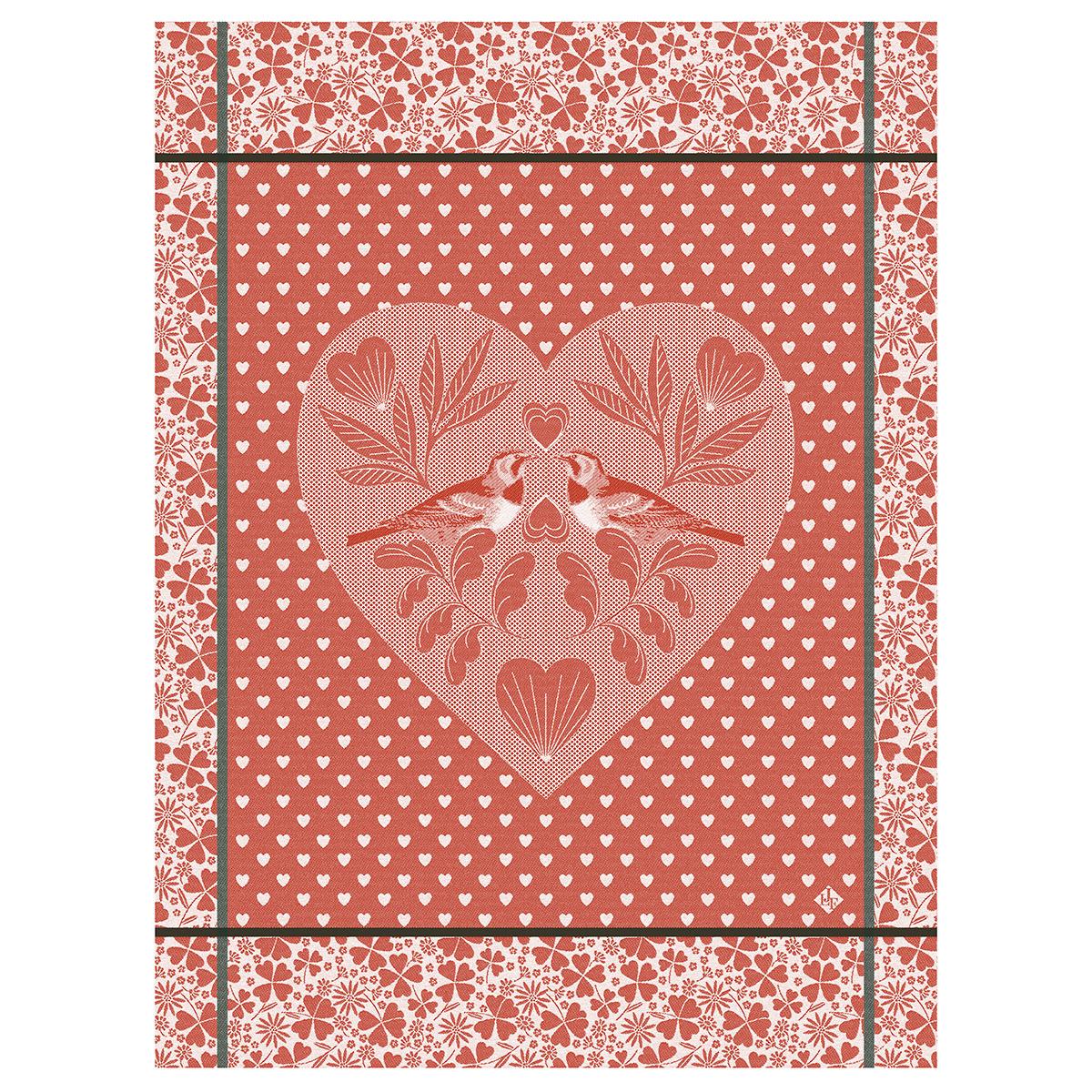 Torchon en Coton, AMOUR coquelicot, LE JACQUARD FRANCAIS