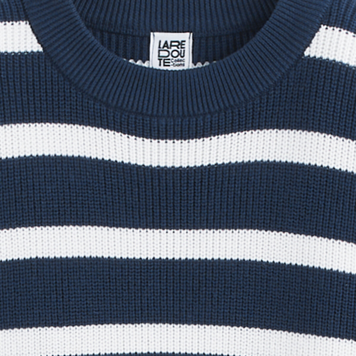 Striped Jumper Dress with Long Sleeves navy blue/ecru, LA REDOUTE COLLECTIONS