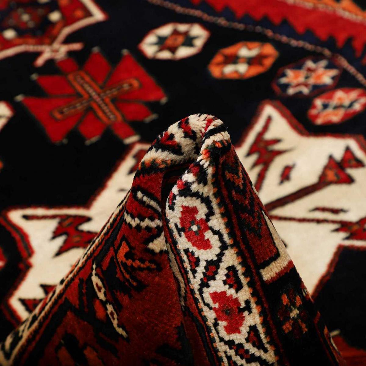 Tapis d'orient au motif oriental, noué à la main en laine, HAMADAN 8 rouge, beige, noir, UN AMOUR DE TAPIS