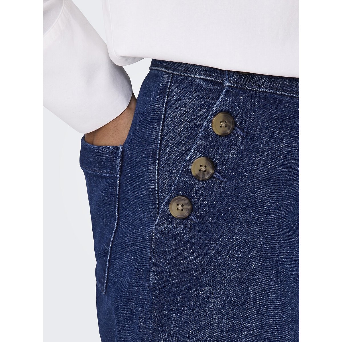 Jean large, taille haute dark blue, ONLY