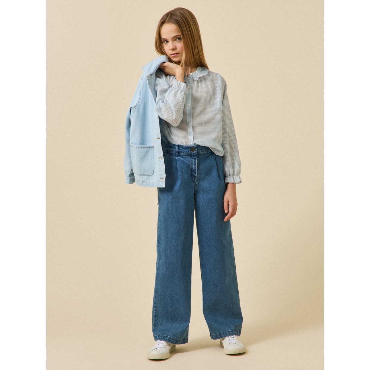 Blouse à carreaux carreaux bleu, CYRILLUS
