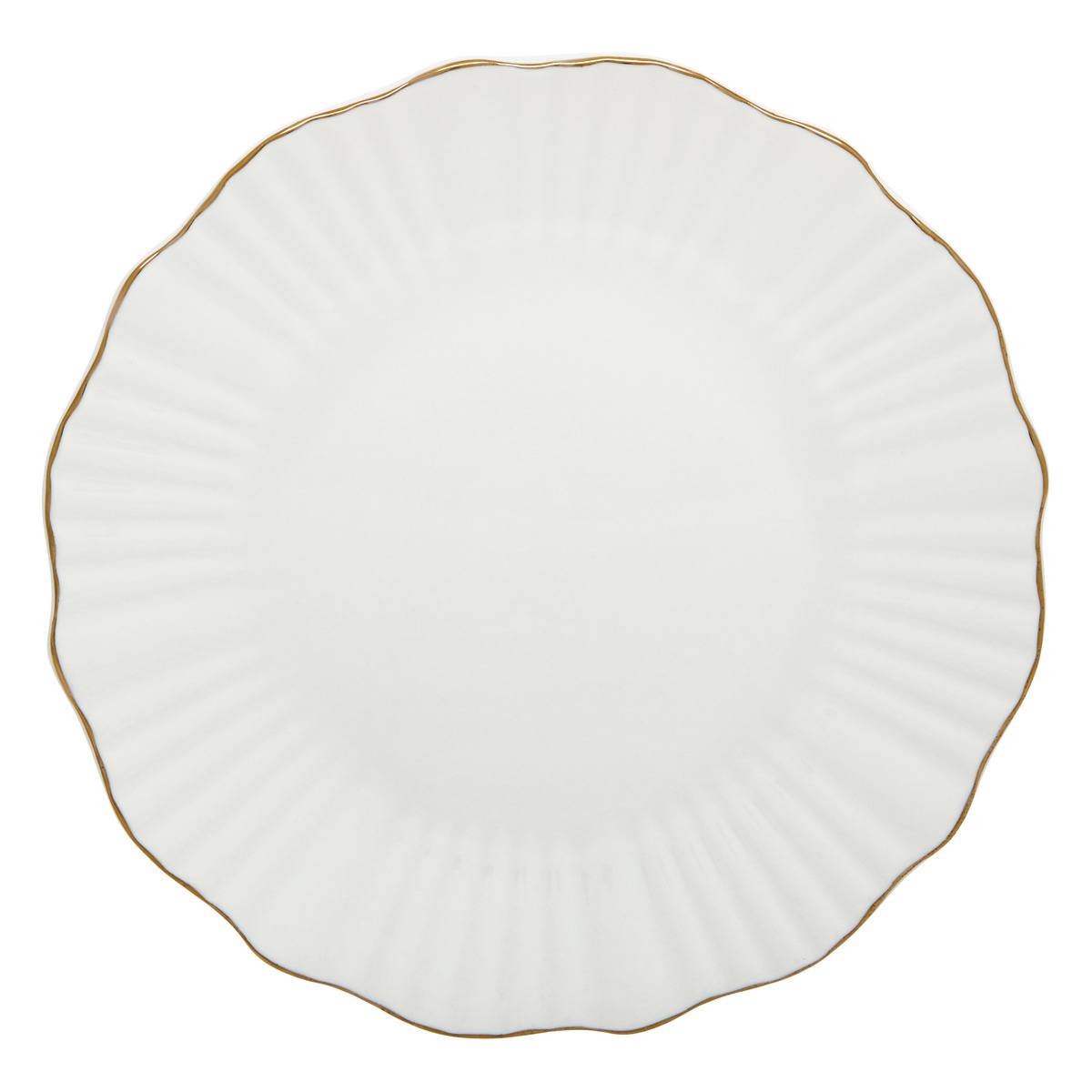 Lot de 6 assiettes dessert rondes en porcelaine DAPHNE blanc, ATMOSPHERA