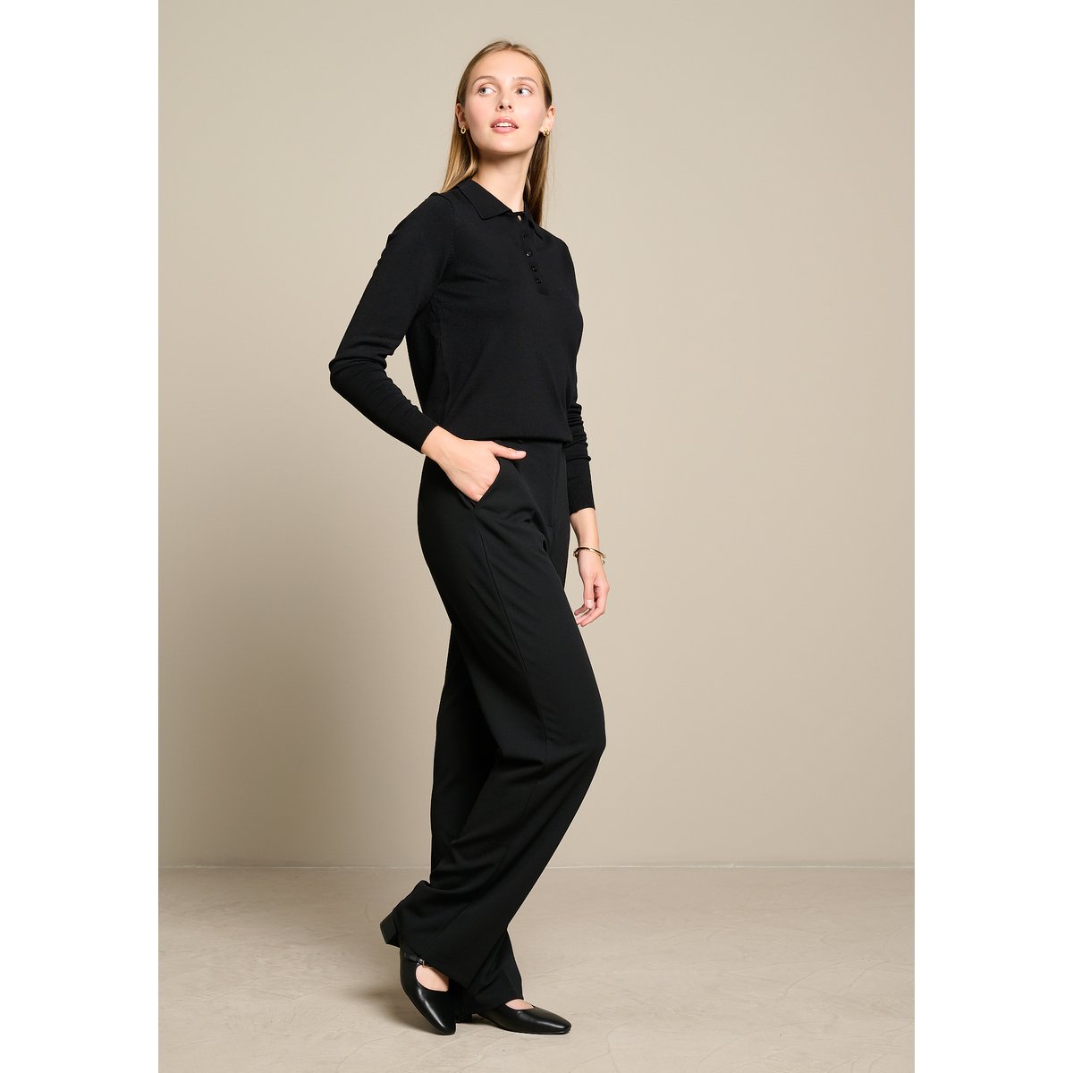 Pantalon tailleur fluide noir, LOLALIZA