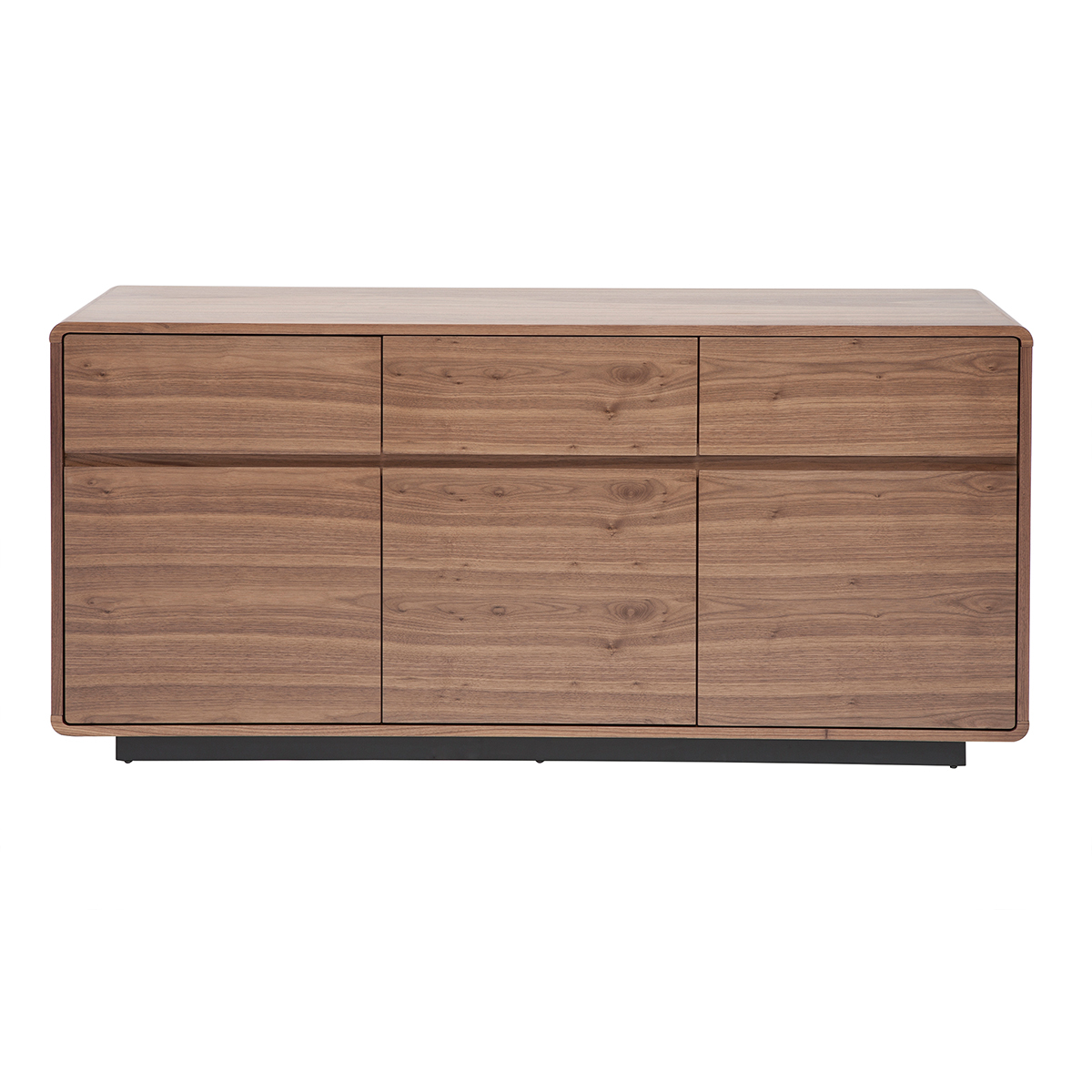Buffet design en bois foncé noyer 3 portes 3 tiroirs L160 cm JAKO noyer, MILIBOO