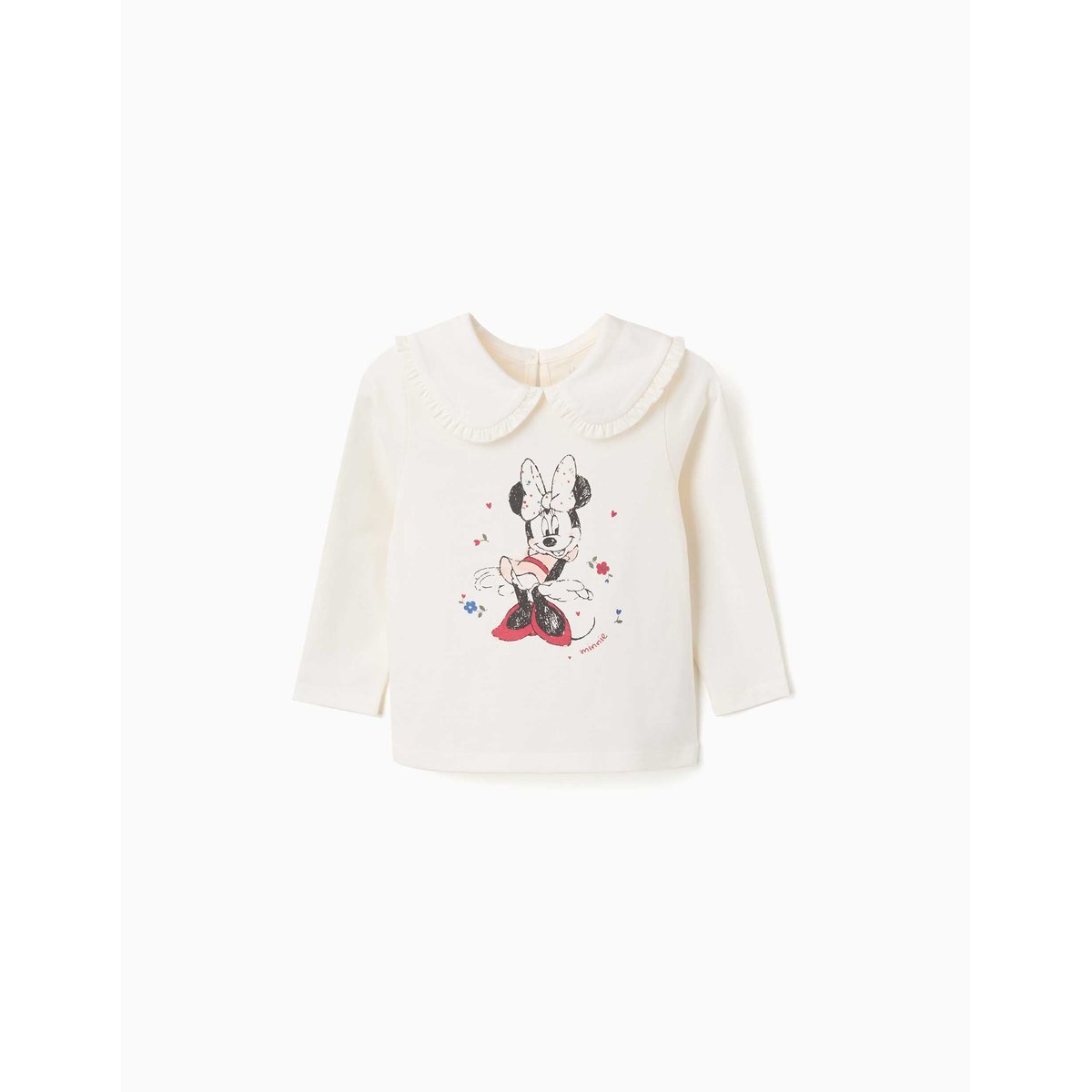 T-shirt en coton à manches longues avec imprimé Minnie blanc, ZIPPY