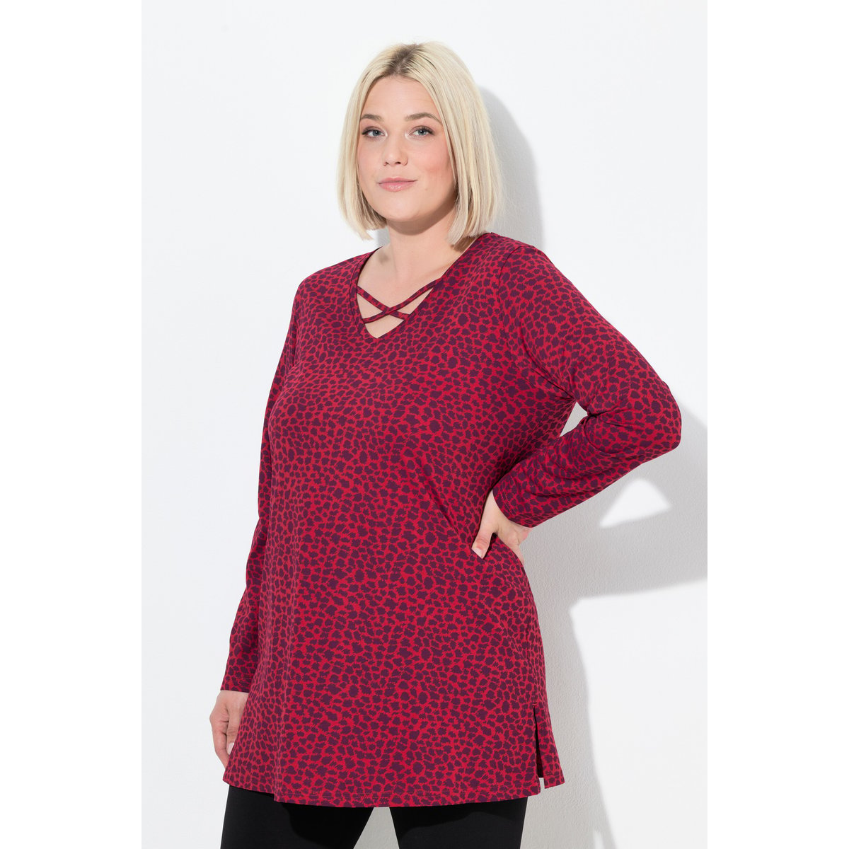 T-shirt long à manches longues rouge rubis, ULLA POPKEN