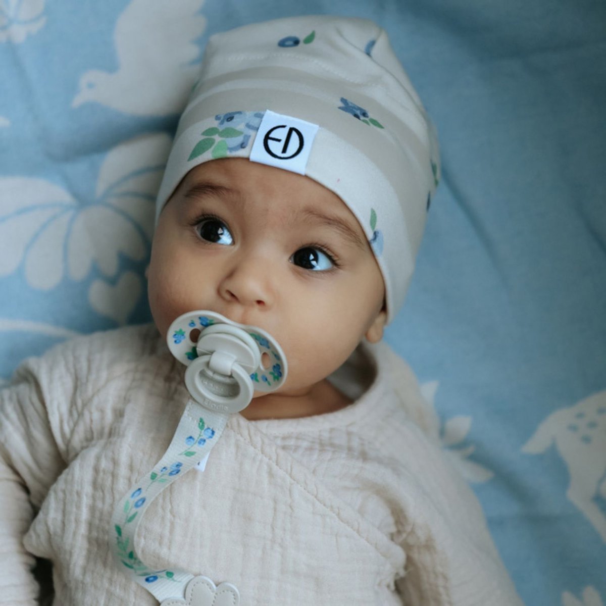 Attache sucette Wood blanc, bleu, ELODIE DETAILS