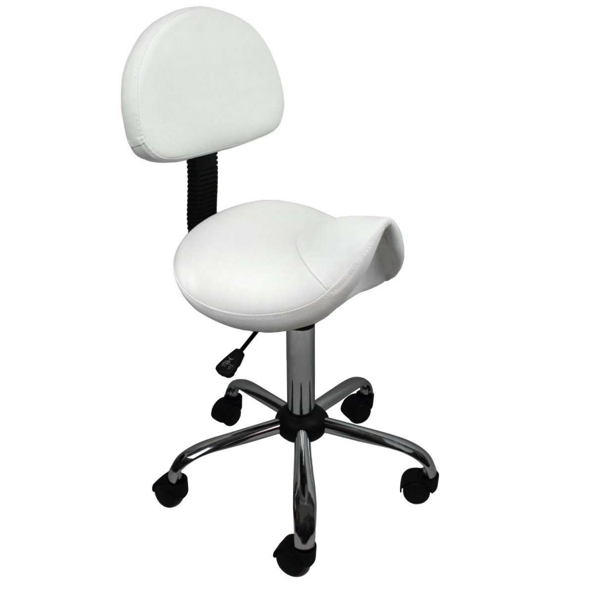 Tabouret ergonomique avec dossier blanc, VIVEZEN