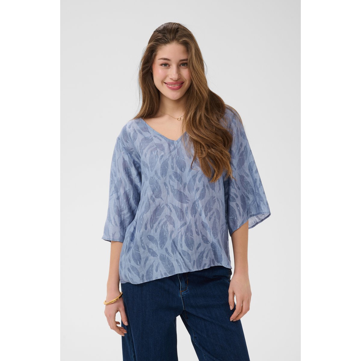 Blouse à manches longues bleu stonewash, CREAM