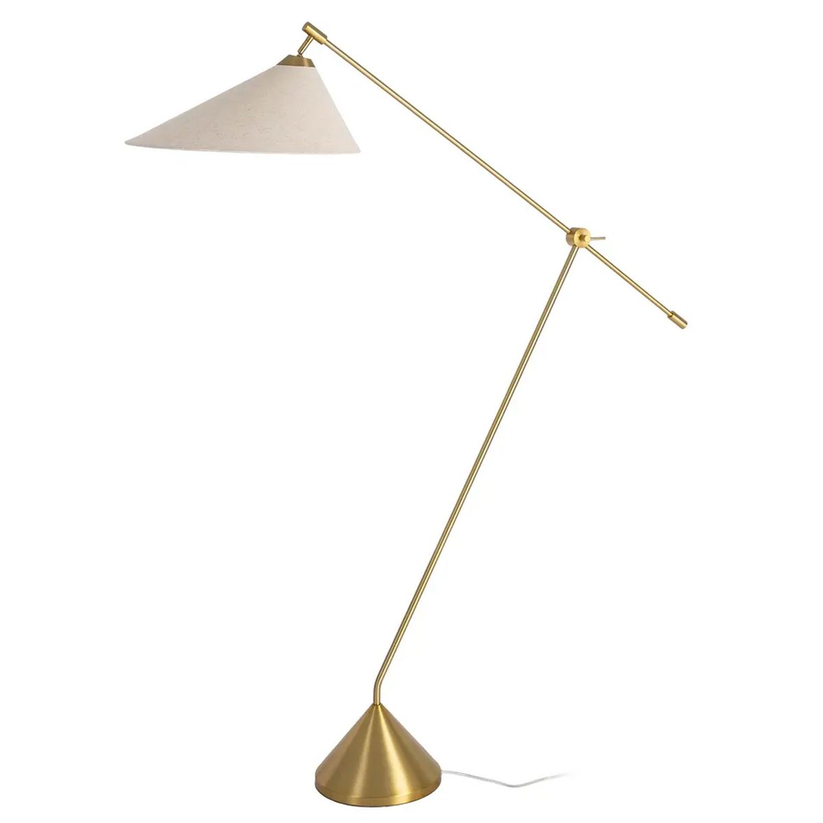 Lampadaire design articulée métal doré et abat-jour lin beige 145x47x176cm doré, WADIGA