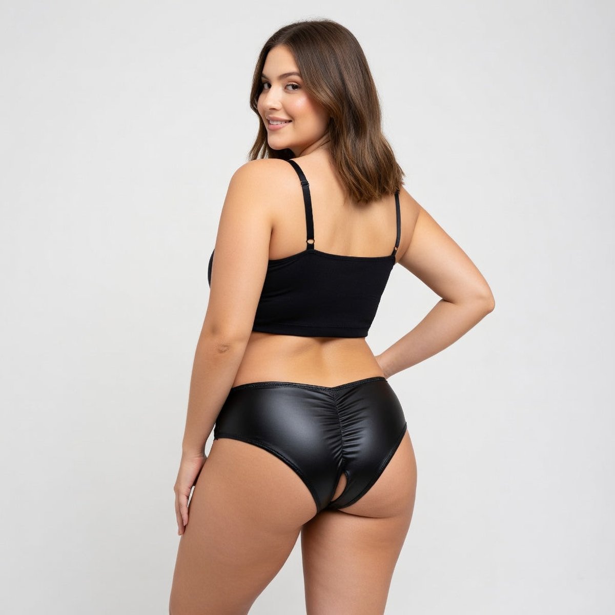 Culotte ouverte en simili cuir noir OhYeah noir, OHYEAH