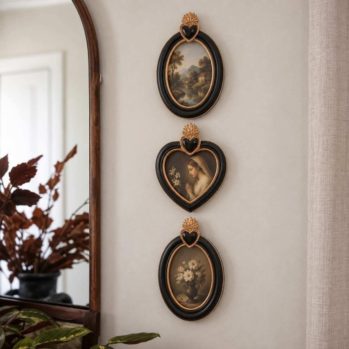 Cadre photo coeur ex voto 15cm noir, ORNAMI