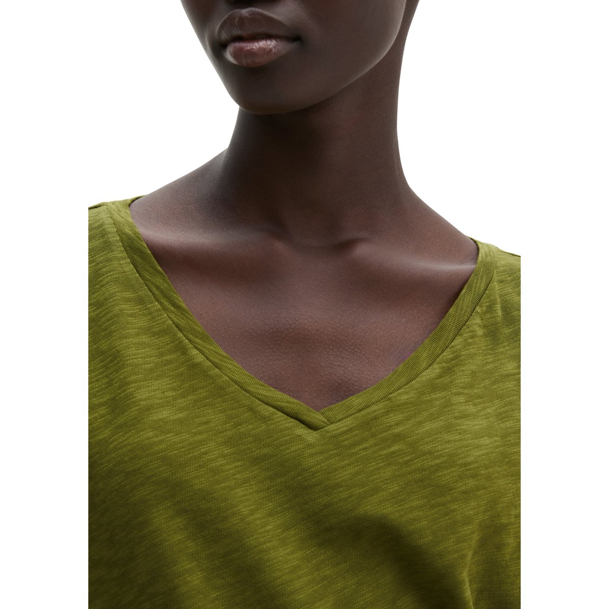T-shirt coupe classique en jersey slub vert, MARC O'POLO
