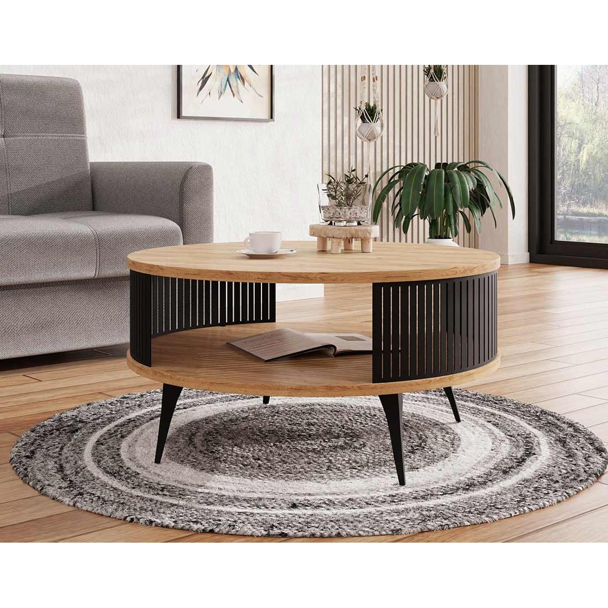 Table basse - FORINI noir / bois, BEST MOBILIER