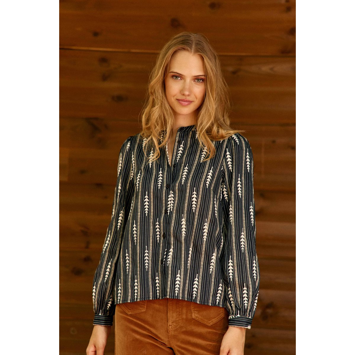 BLOUSE imprimé ethnique BLOYA 25-marine/ecru, LA PETITE ETOILE