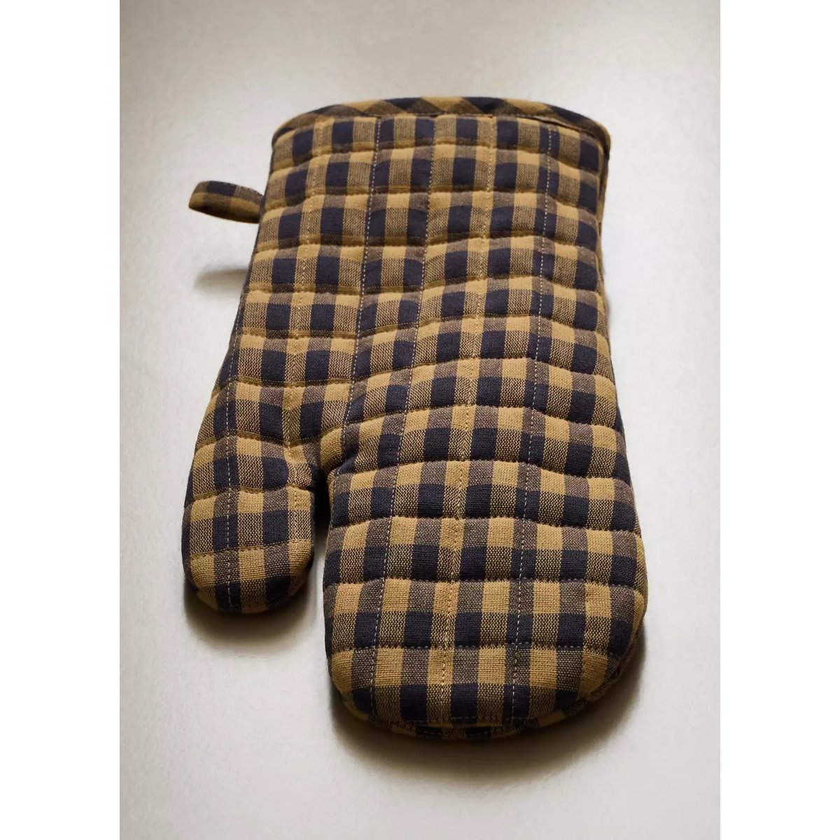 Gant en coton à carreaux bicolores moutarde, MANGO HOME