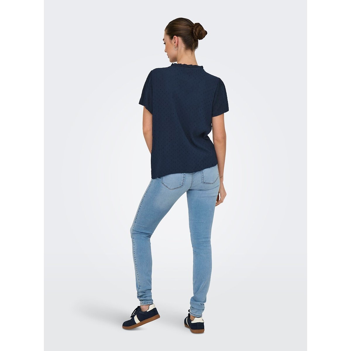 Ruffled Tie-Neck Blouse navy blue, JDY