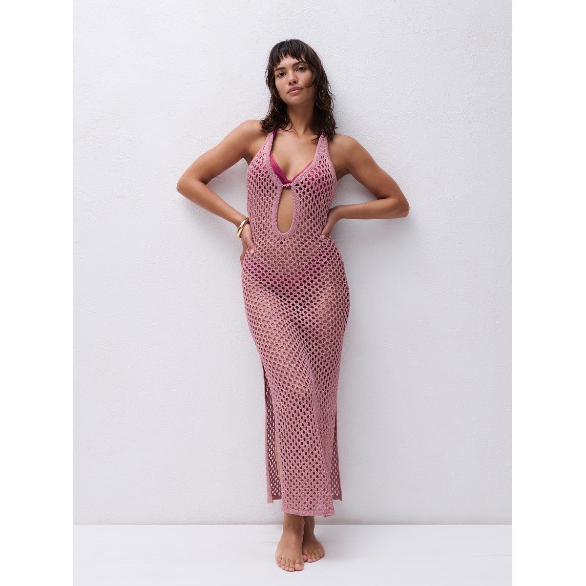 Robe longue METALLIC rose lurex, CHANTELLE PULP