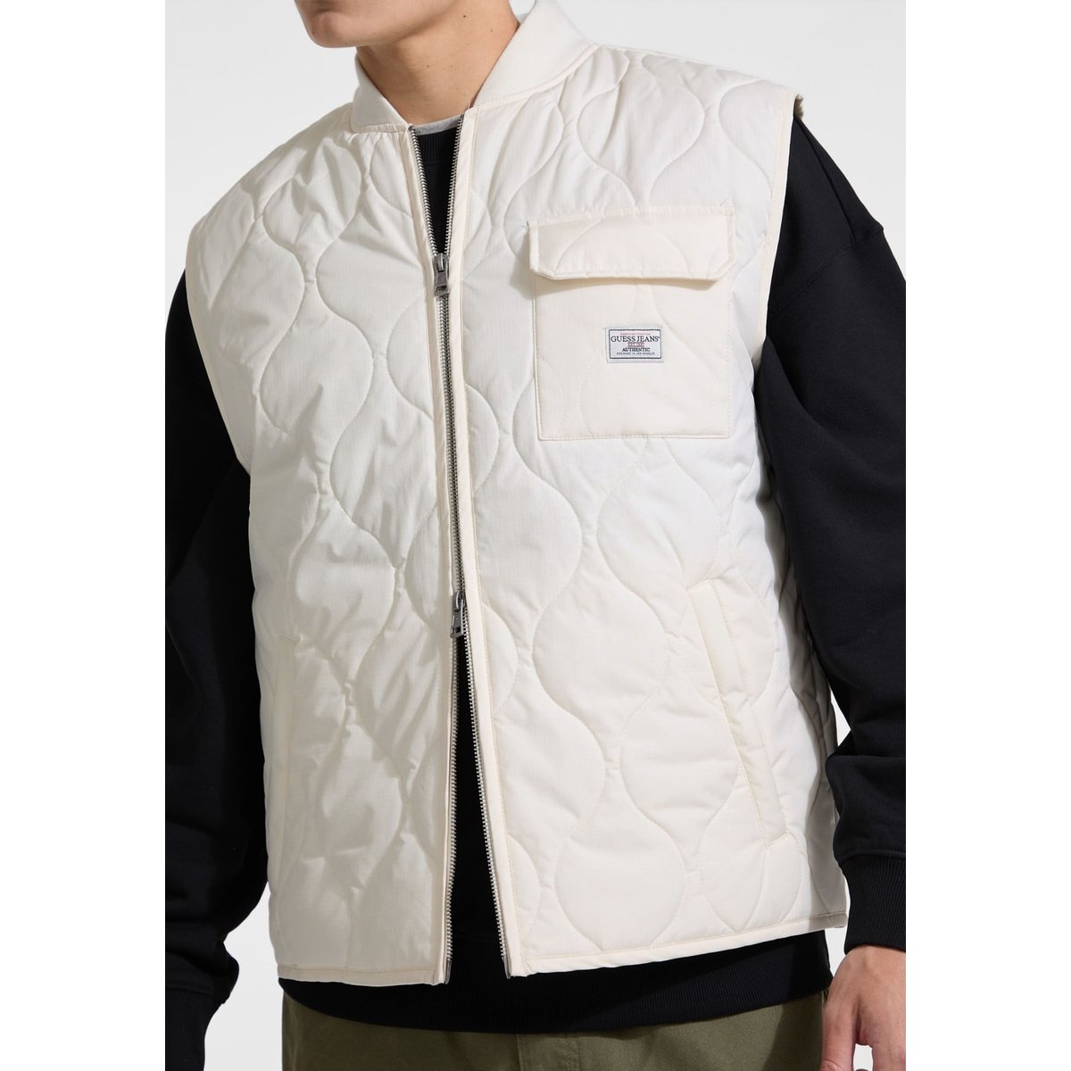 Veste Sans Manches Matelassée blanc, GUESS JEANS