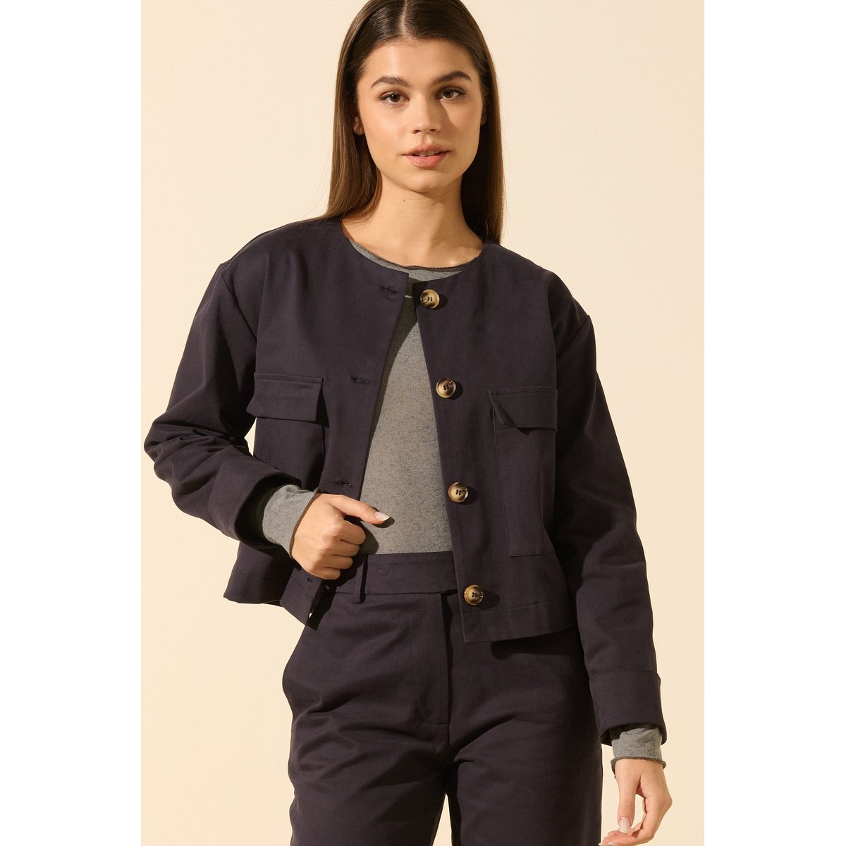 Veste boutonnée PAULINE bleu marine, BENOA