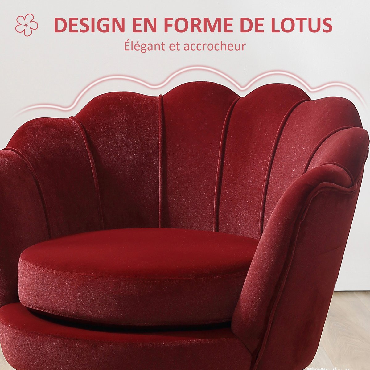 Président du club Velours (100% polyester) rouge vineux, HOMCOM