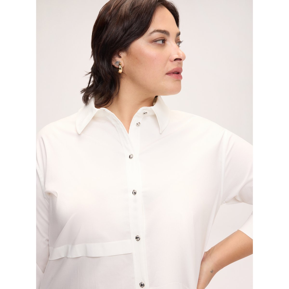 Chemise à ourlet asymétrique blanc, FIORELLA RUBINO