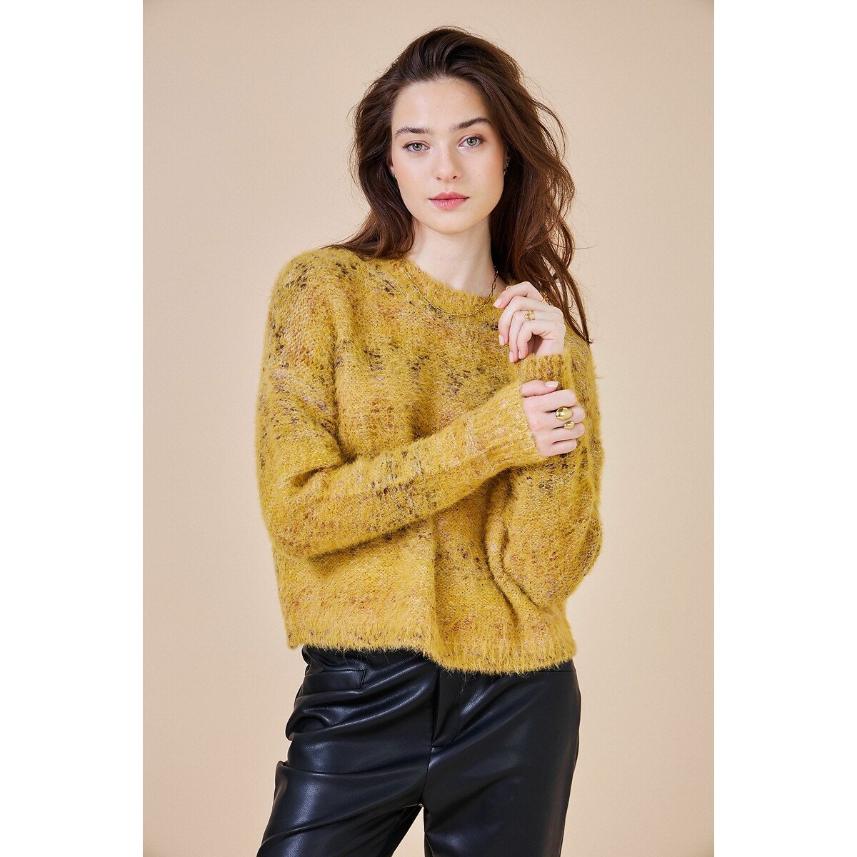 Crew Neck Jumper camel, SEE U SOON