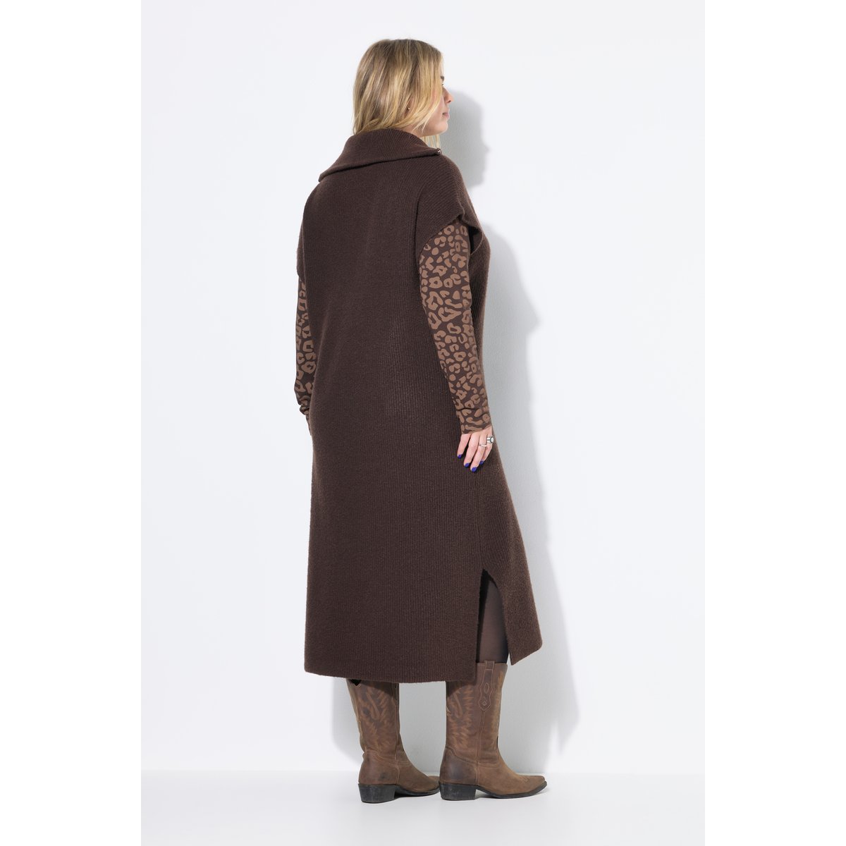 Robe en maille, oversized, col camionneur marron pin, STUDIO UNTOLD