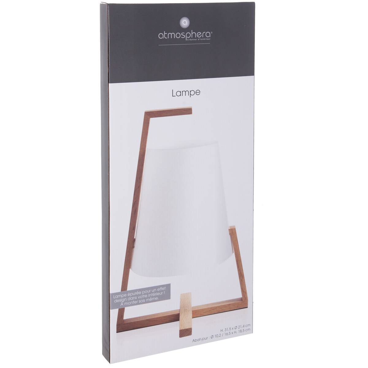Lampe à poser en bambou abat-jour papier GONG blanc, ATMOSPHERA