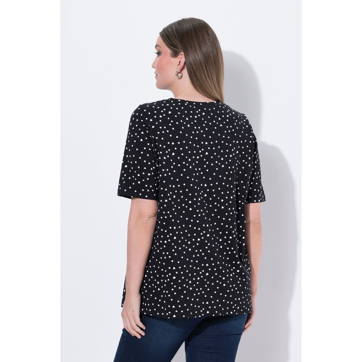 T-shirt avec passepoils noir, ULLA POPKEN