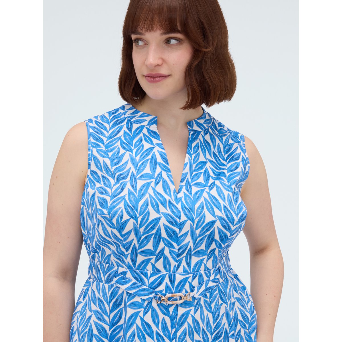 Robe longue à motif feuillage light - blue, FIORELLA RUBINO