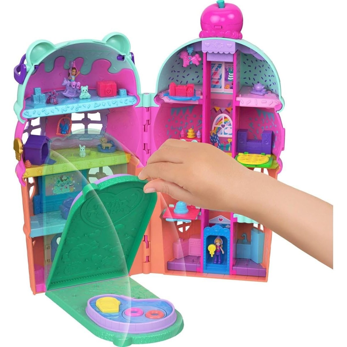 Polly Pocket - Coffret maison cornet de glace avec figurines multicolore, MATTEL