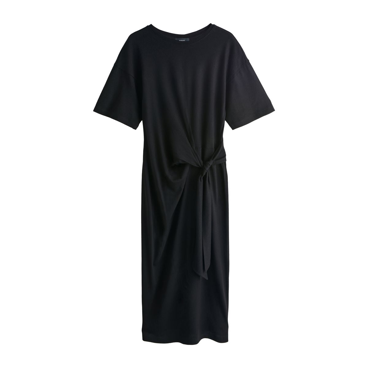 Robe t-shirt mi-longue avec lien à nouer noir, NEXT