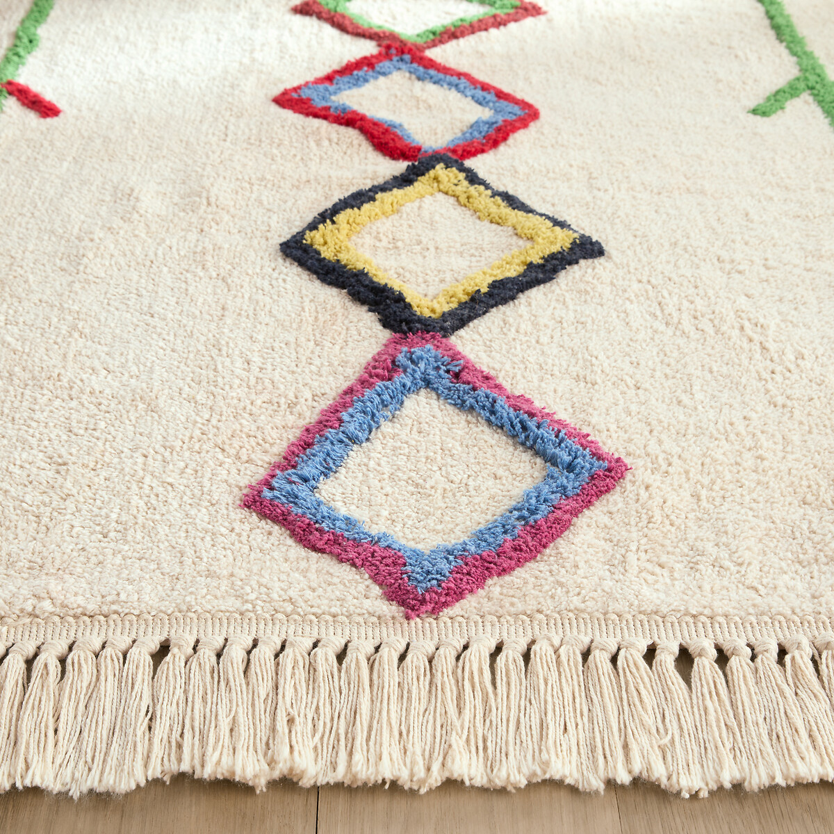 Alfombra infantil de algodón orgánico estilo bereber, Dybala multicolor, AM.PM