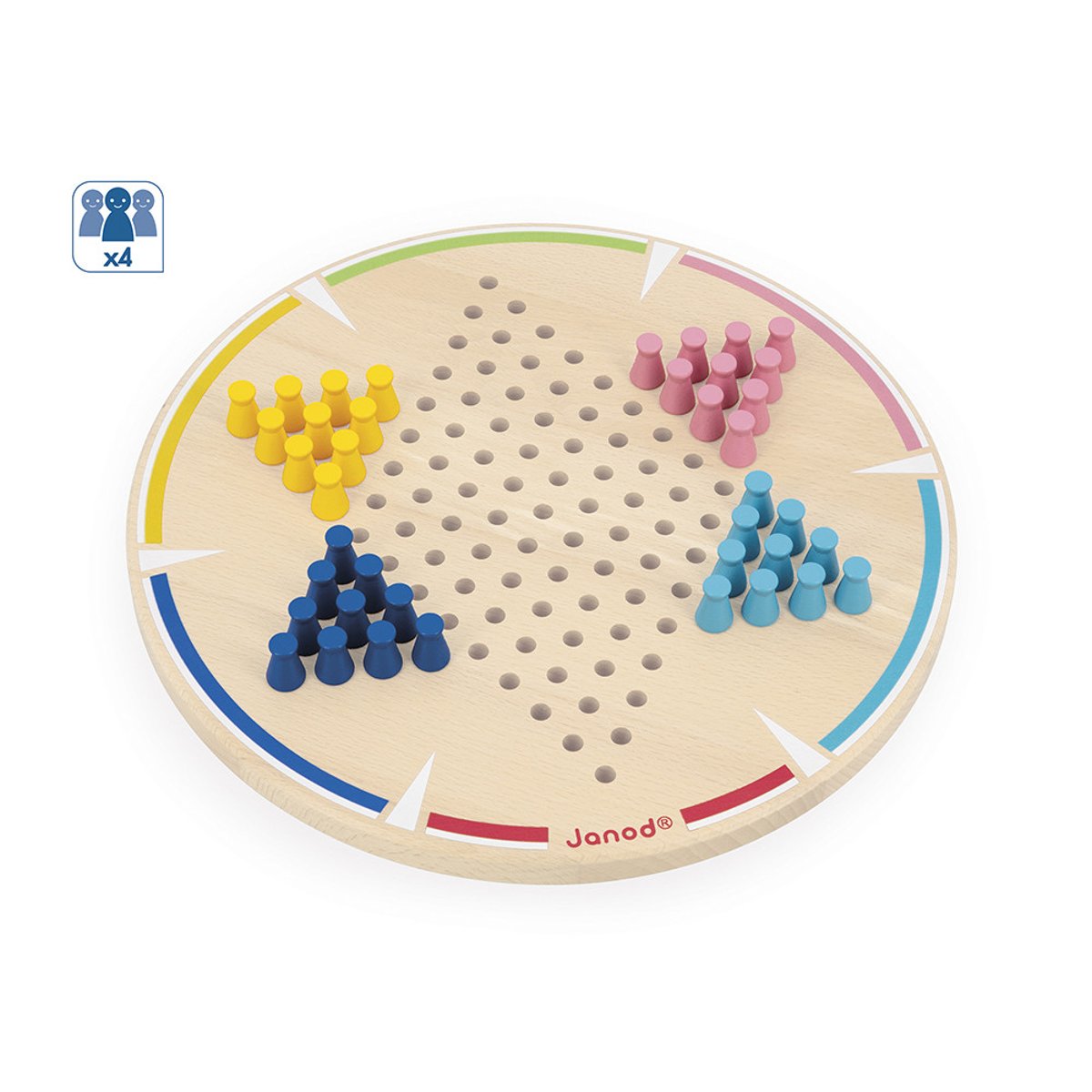 Jeu De Société Dames Chinoises En Bois couleur unique, JANOD