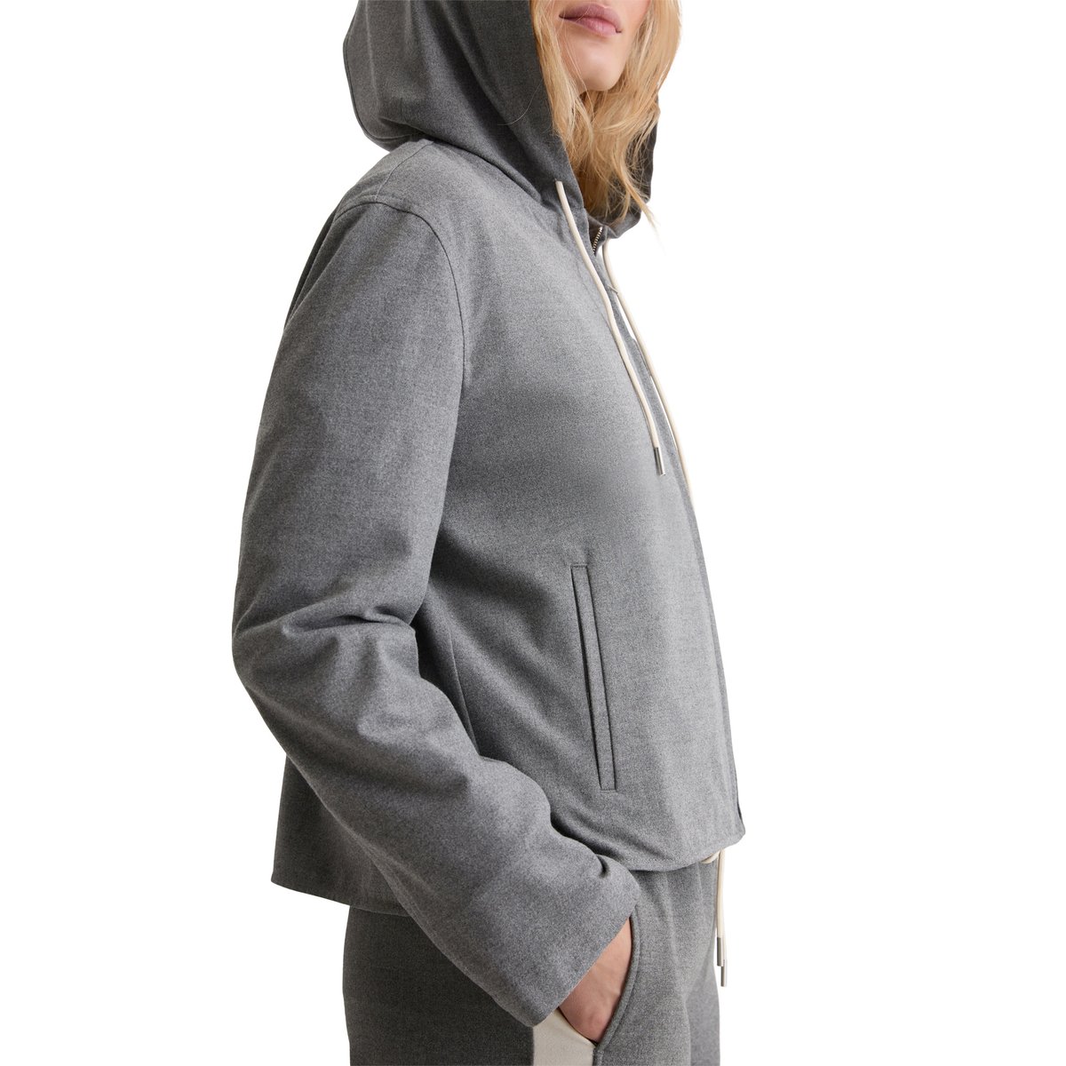 Veste à capuche d'intérieur regular en polyester et viscose recyclés gris, MARC O'POLO