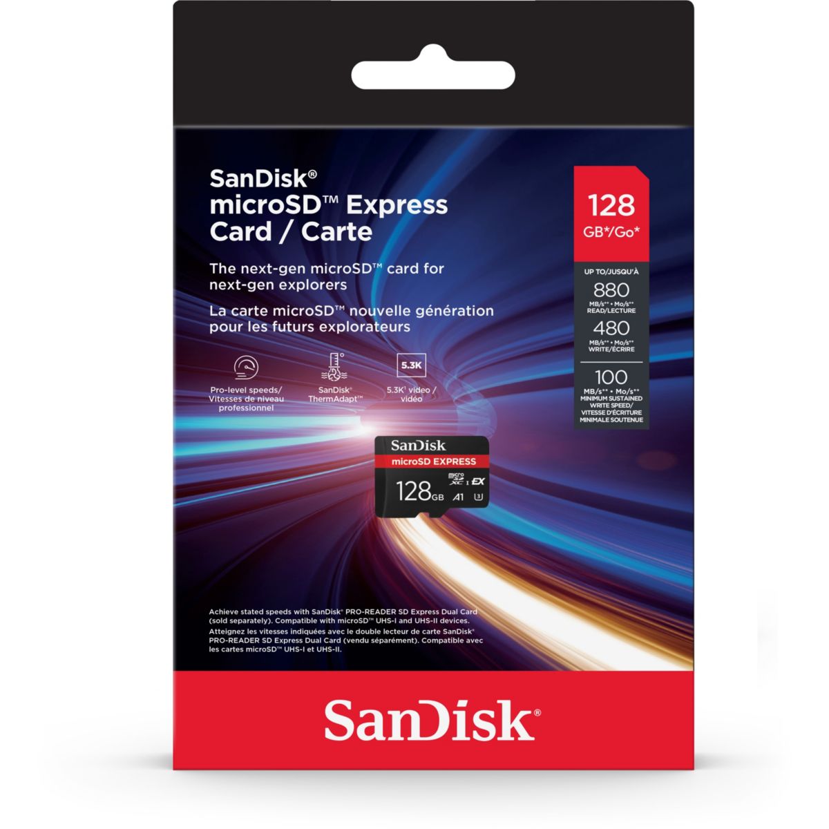 Carte Micro SD 128Go Express couleur unique, SANDISK