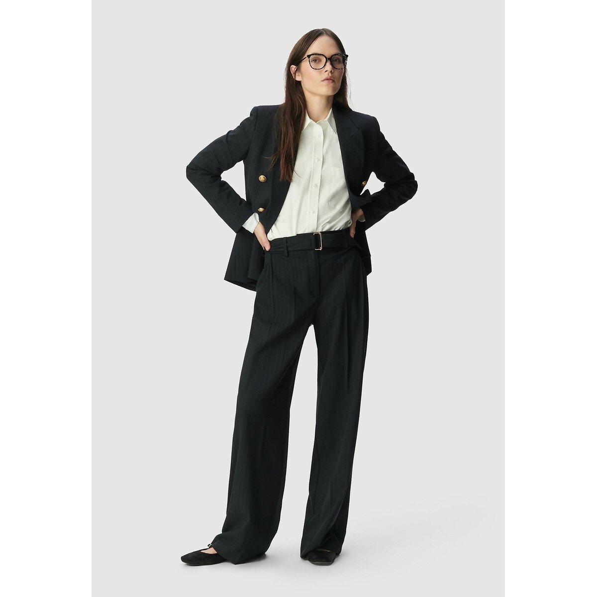Striped Belted Wide Leg Trousers navy, IKKS