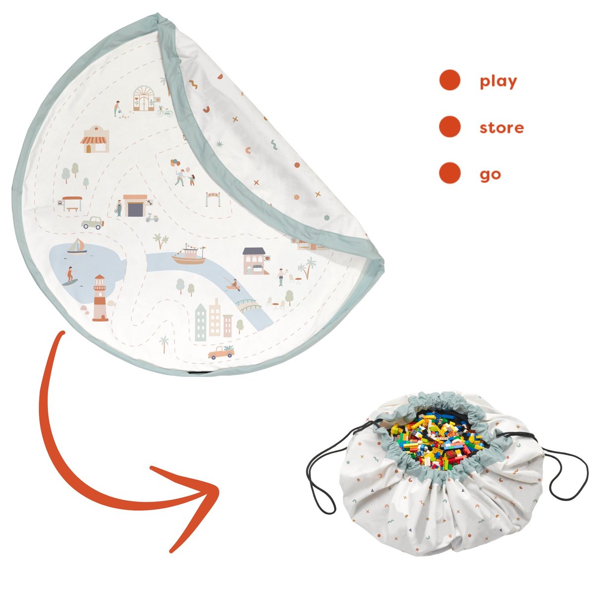 play&go - tapis de jeu & sac à jouets - citymap multicolor, PLAY ET GO