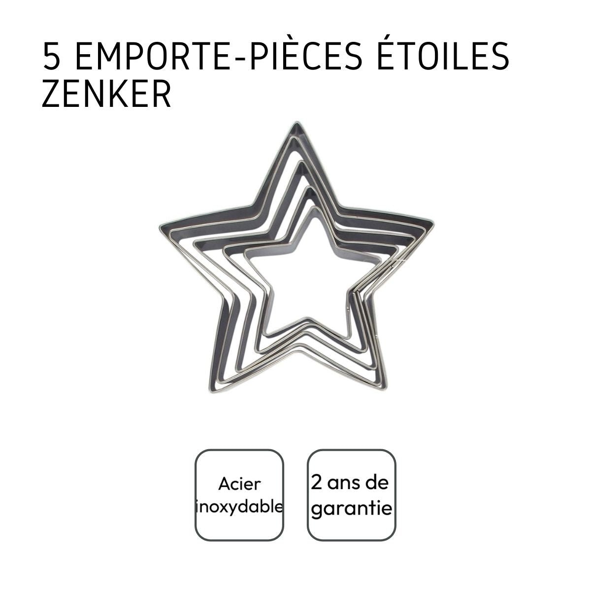 Lot de 5 emporte-pièces de Noël en forme d'étoile inox, ZENKER