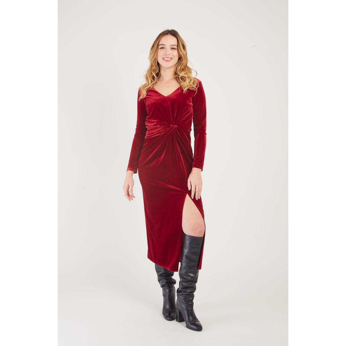 Robe longue en velours EDMEE rouge, DERHY