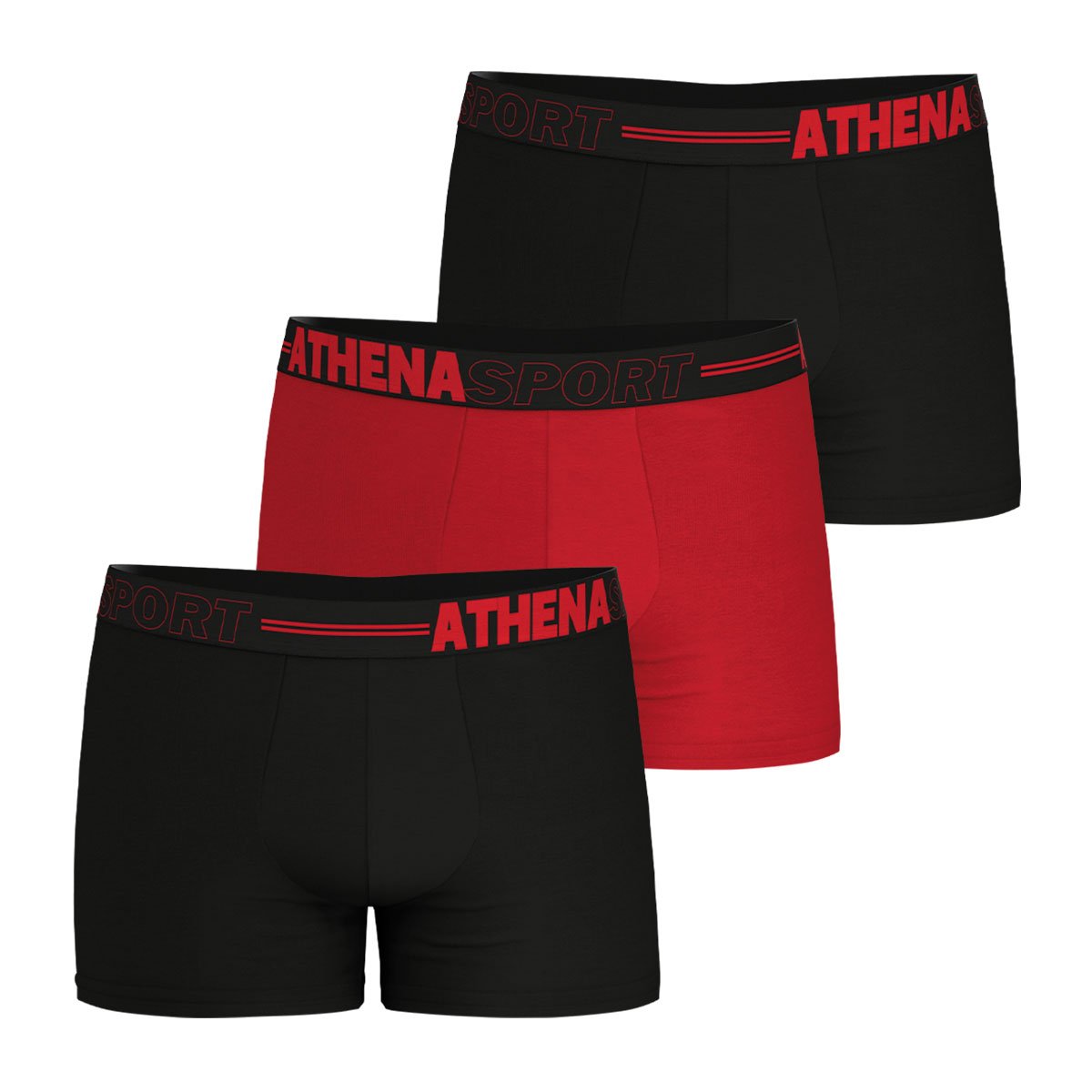 Boxers, lot de 3 noir-rouge-noir, ATHENA