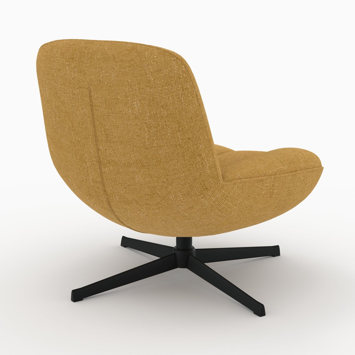 Fauteuil pivotant en tissu effet velours - ELVIS jaune moutarde, MAISON PAVANE