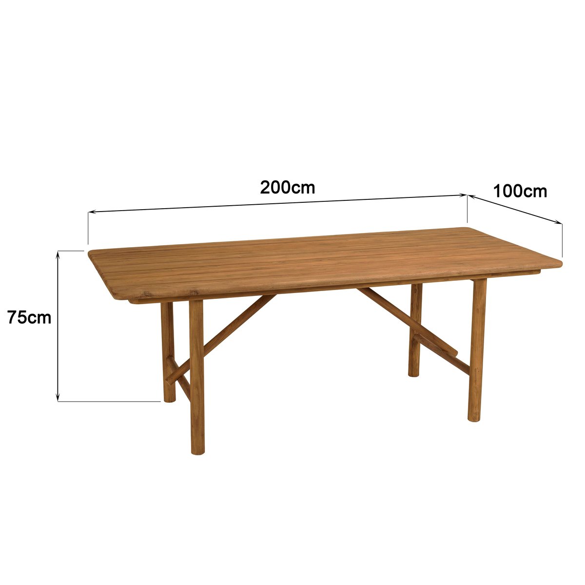 Table de jardin 200 cm en teck recyclé ORIA bois naturel, PIER IMPORT