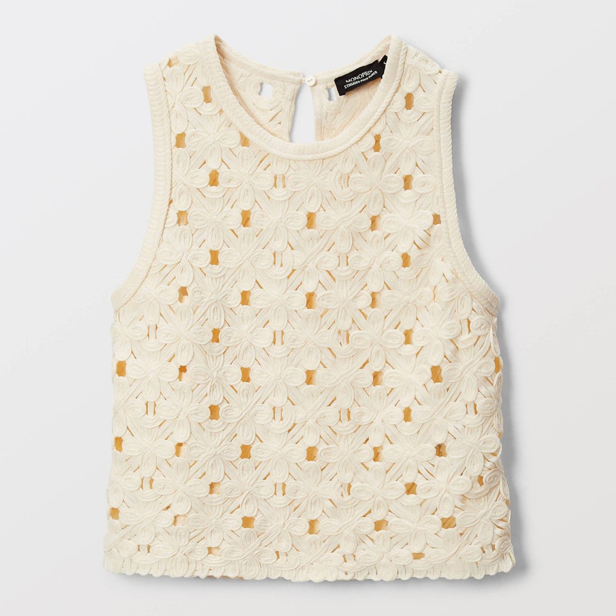 Top sans manches brodé winter white, MONOPRIX