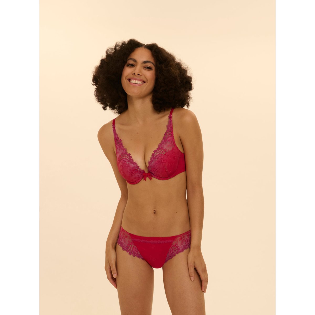Soutien-gorge push-up décolleté plongeant, WISH rouge, SIMONE PERELE