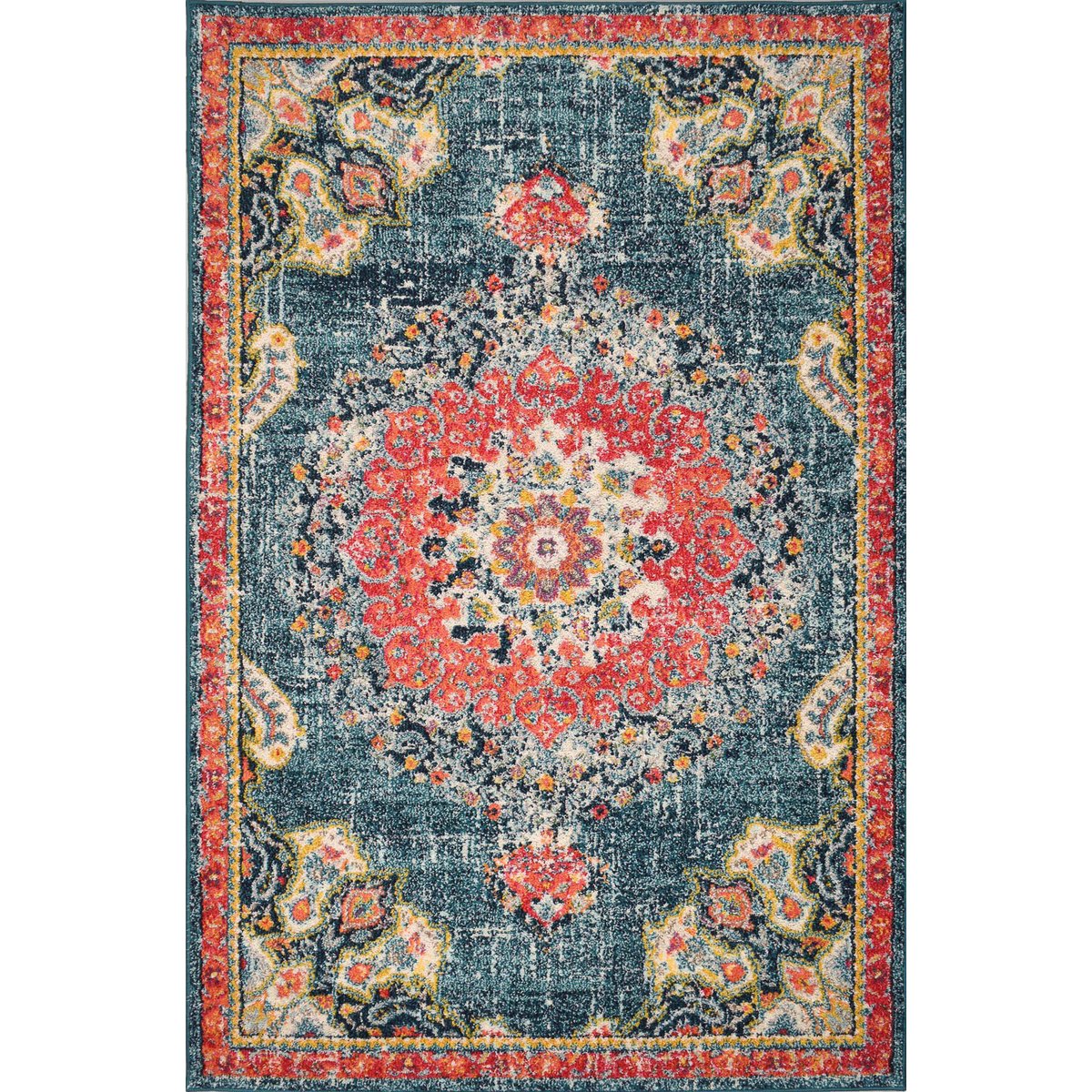 Tapis de salon vintage oriental ANATOLIA turquoise, NAZAR RUGS