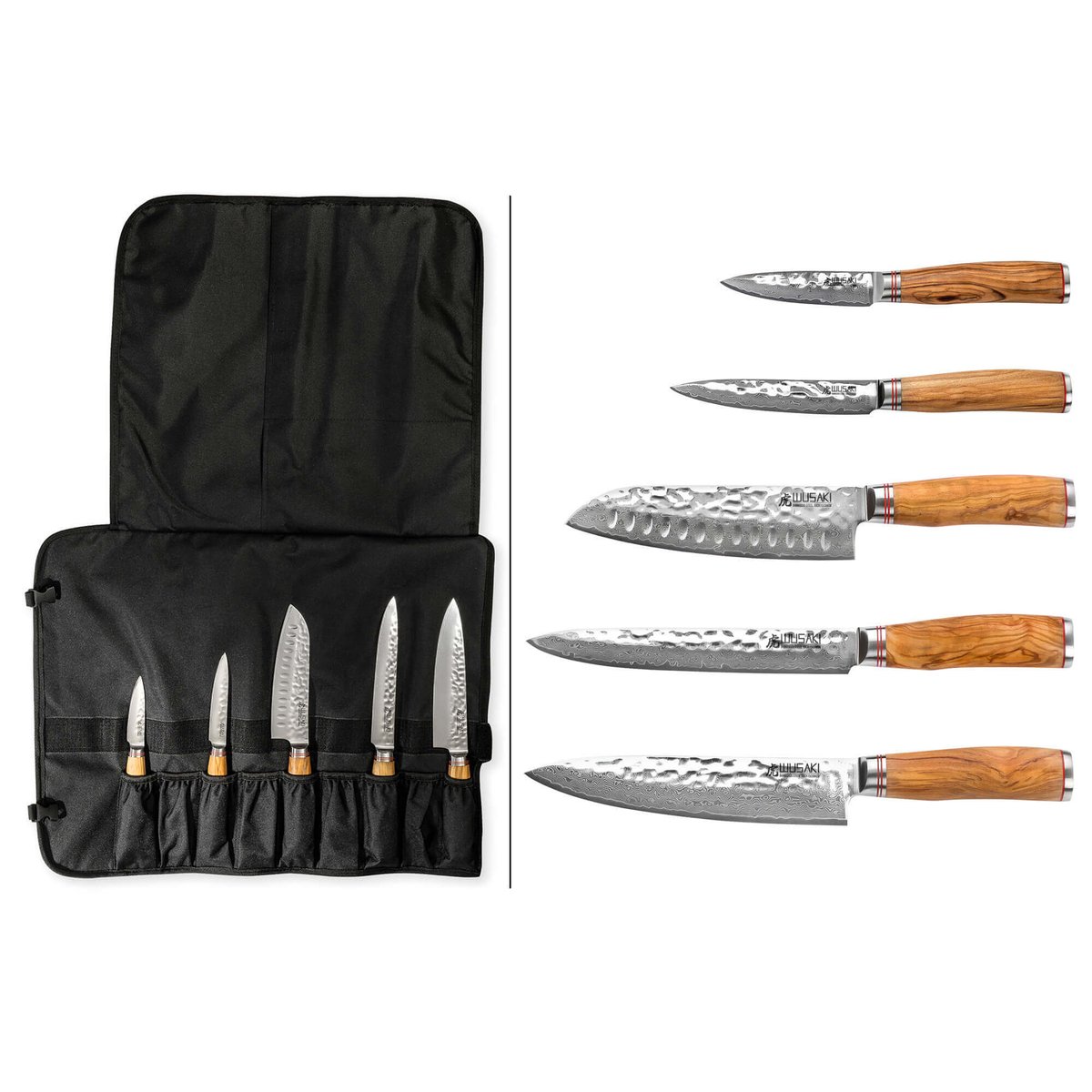 Trousse de chef 5 couteaux de cuisine Damas VG10 v002237, WUSAKI