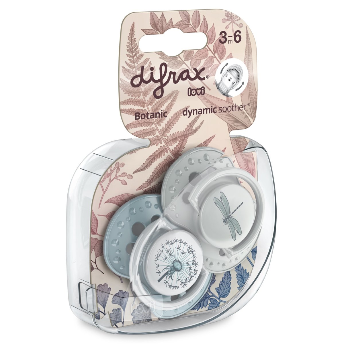 Lot de 2 sucettes dynamique lovi botanic bleu, DIFRAX