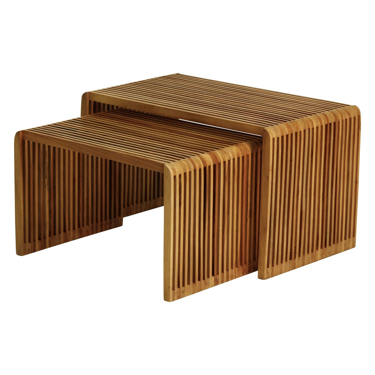 Tables basses gigognes teck recyclé 70cm - Set de 2 naturel, ZAGO